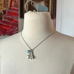 Eiffel tower paris heart pendant necklace